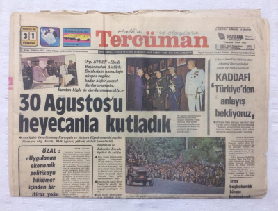 Tercüman Gazetesi 31 Ağustos 1981 - Kaddafi Türkiyeden Anlayış Bekliyoruz - GZ17418 - 2
