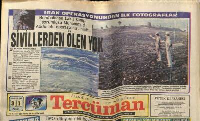 Tercüman Gazetesi 31 Ağustos 1986 - Irak Operasyonundan İlk Fotoğraf, Sivillerden Ölen Yok GZ54151 - 1