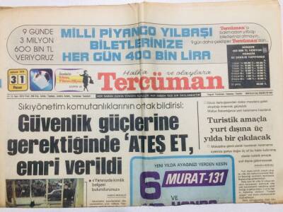 Tercüman Gazetesi 31 Aralık 1978 - Güvenlik Güçlerine Gerektiğinde Ateş Et Emri Verildi GZ53627 - 1