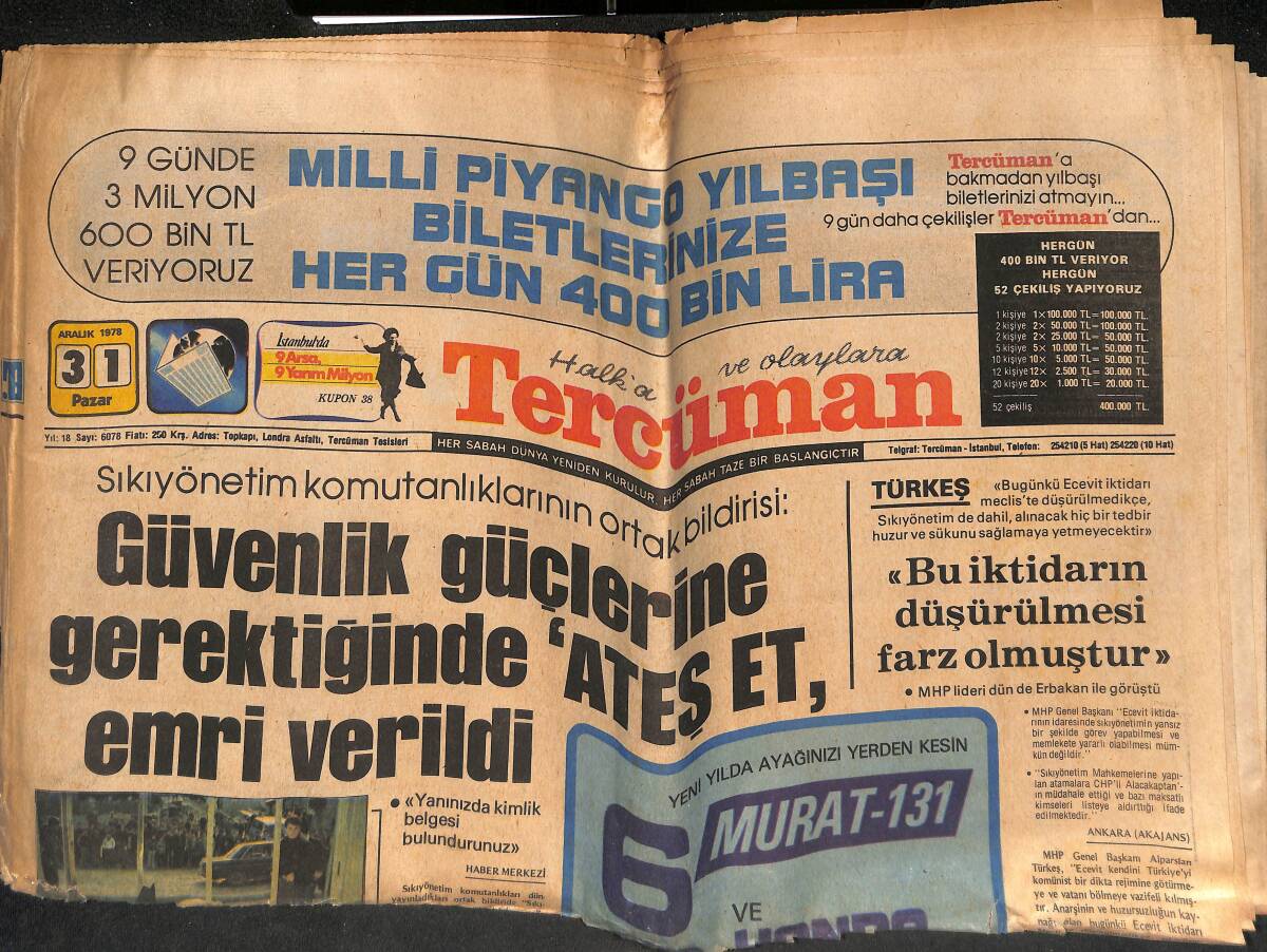 Tercüman Gazetesi 31 Aralık 1978 - Orhan Gencebay Bu Gece İlk Defa Ekranlara Gelip 4 Şarkı Söyleyecek GZ134531 - 1