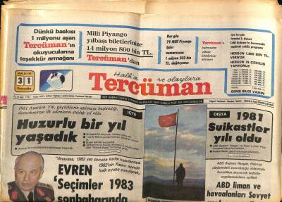 Tercüman Gazetesi 31 Aralık 1981 - Evren Seçimler 1983 Sonbaharında yapılacak GZ53915 - 1