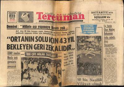 Tercüman Gazetesi 31 Ekim 1966 - Demirel Ortanın Solu İçin 43 Yıl Bekleyen Gerizekalıdır GZ54351 - 1