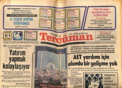 Tercüman Gazetesi 31 Mart 1982 - Fenerbahçe Emrahı Galatasaray Maçının Kadrosundan Çıkardı GZ54343 - 1
