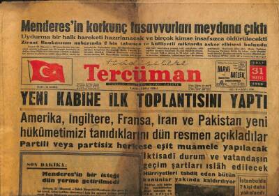 Tercüman Gazetesi - 31 Mayıs 1960 - Menderesin Korkunç Tasavvurları Meydana Çıktı GZ110298 - 1
