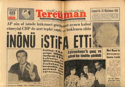 Tercüman Gazetesi 31 Mayıs 1962 - İnönü İstifa Etti GZ70743 - 2