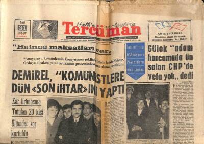 Tercüman Gazetesi 31 Ocak 1967 - Süleyman Demirel, Komünistlere Son İhtarını Yaptı GZ54181 - 1