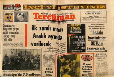 Tercüman Gazetesi 31 Temmuz 1970 - İlk Zamlı Maaş Aralık Ayında Verilecek GZ65430 - 2