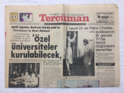 Tercüman Gazetesi 31 Temmuz 1981 - Leydi Di Ve Prens Charles Evliliklerinin İlk Gecesi Tvde Kendi Düğünlerini Seyrettiler - GZ17330 - 2