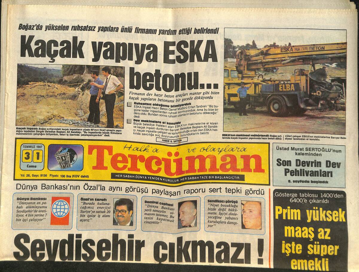 Tercüman Gazetesi 31 Temmuz 1987 - PKK'ya Alman Darbesi - TRT Savcılıkta GZ150338 - 1