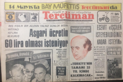Tercüman Gazetesi 3Mayıs 1976 - Asgari Ücretin 60 Lira Olması İsteniyor - GZ15010 - 2