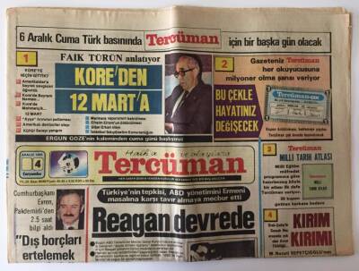 Tercüman Gazetesi 4 Aralık 1985 - Türkiyenin Tepkisi ,ABD Yönetimini Ermeni Masalına Karşı Tavır Almaya Mecbur Etti GZ10779 - 1