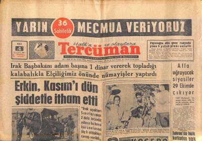 Tercüman Gazetesi 4 Eylül 1962 - Tahranda Halk Korkudan Park Ve Sokaklarda Sabahlıyor GZ118949 - 1