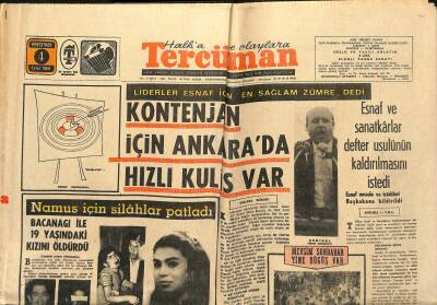 Tercüman Gazetesi - 4 Eylül 1969 - Kontenjan İçin Ankarada Hızlı Kulis Var - Esnaf Ve Sanatkarlar Defter Usulünün Kaldırılması İstedi GZ123640 - 1