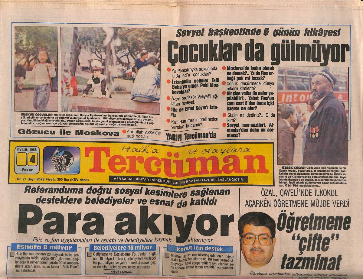 Tercüman Gazetesi 4 Eylül 1988 - Evren TV'de Ne Diyecek ? - Sovyet Başkentinde 6 Günün Hikayesi GZ149505 - 1