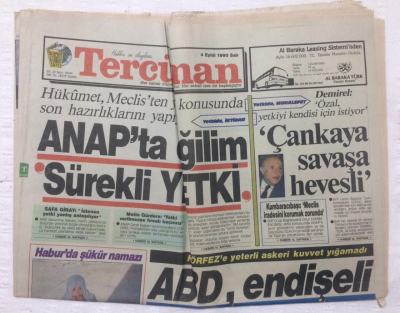 Tercüman Gazetesi 4 Eylül 1990 - Anapta EğilimSürekli Yetki - GZ17383 - 2