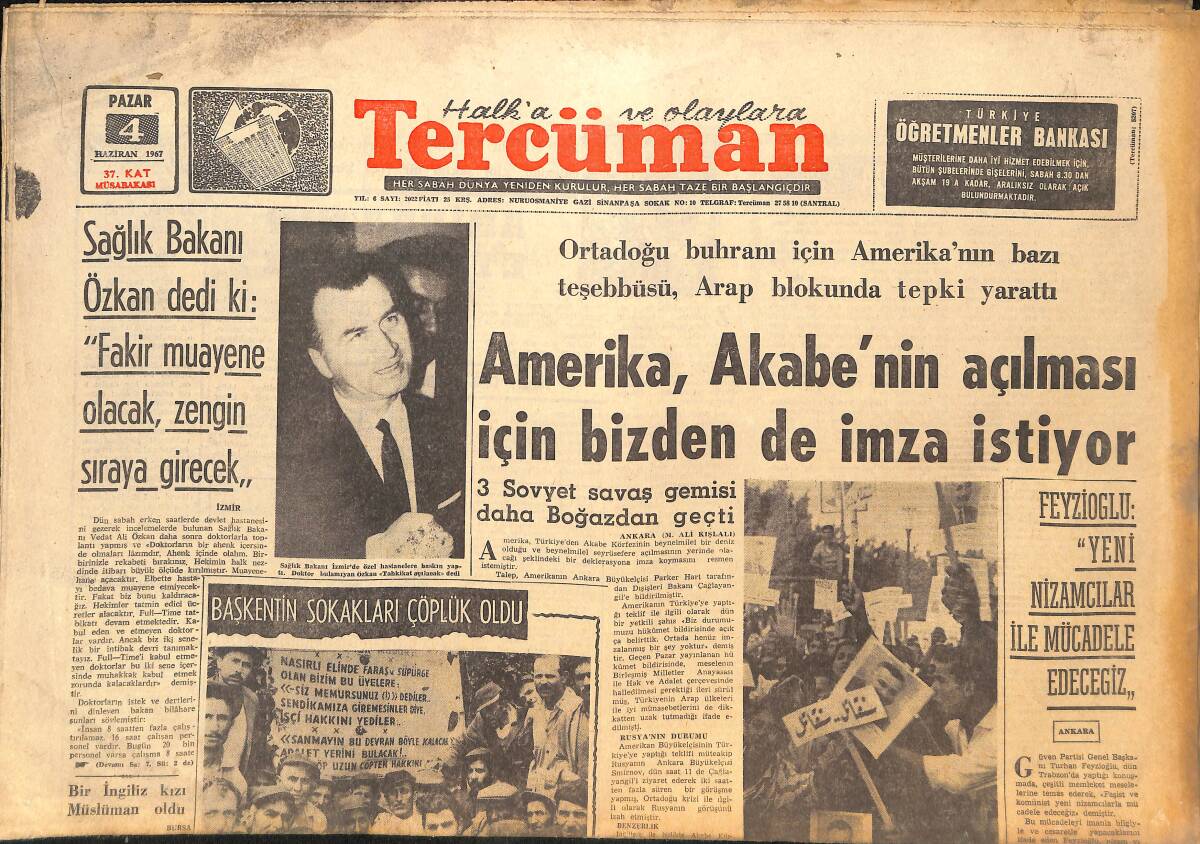 Tercüman Gazetesi 4 Haziran 1967 - Şah'a Karşı Nümayiş - Gönül Akkor Hakim Önünde Ağladı Sonra Bol Bol Kahkaha Attı GZ145297 - 1