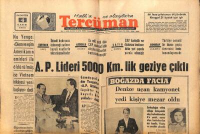 Tercüman Gazetesi 4 Kasım 1963 - A.P. Lideri 5000 Km.lik Geziye Çıktı GZ67628 - 2