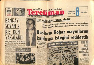 Tercüman Gazetesi 4 Kasım 1966 - Rusların Boğaz Mayınlarını Kaldırma İsteğini Reddettik - AP İl Kongresi Yarın Yapılıyor GZ123565 - 1