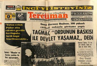 Tercüman Gazetesi 4 Mart 1971 - Genel Kurmay Başkanı , 300 Yüksek Rütbeli Subayla Görüşme Yaptı GZ79465 - 1