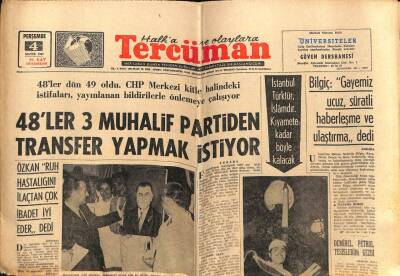 Tercüman Gazetesi 4 Mayıs 1967 - 48ler Muhalif Partiden Transfer Yapmak İstiyor GZ54470 - 1