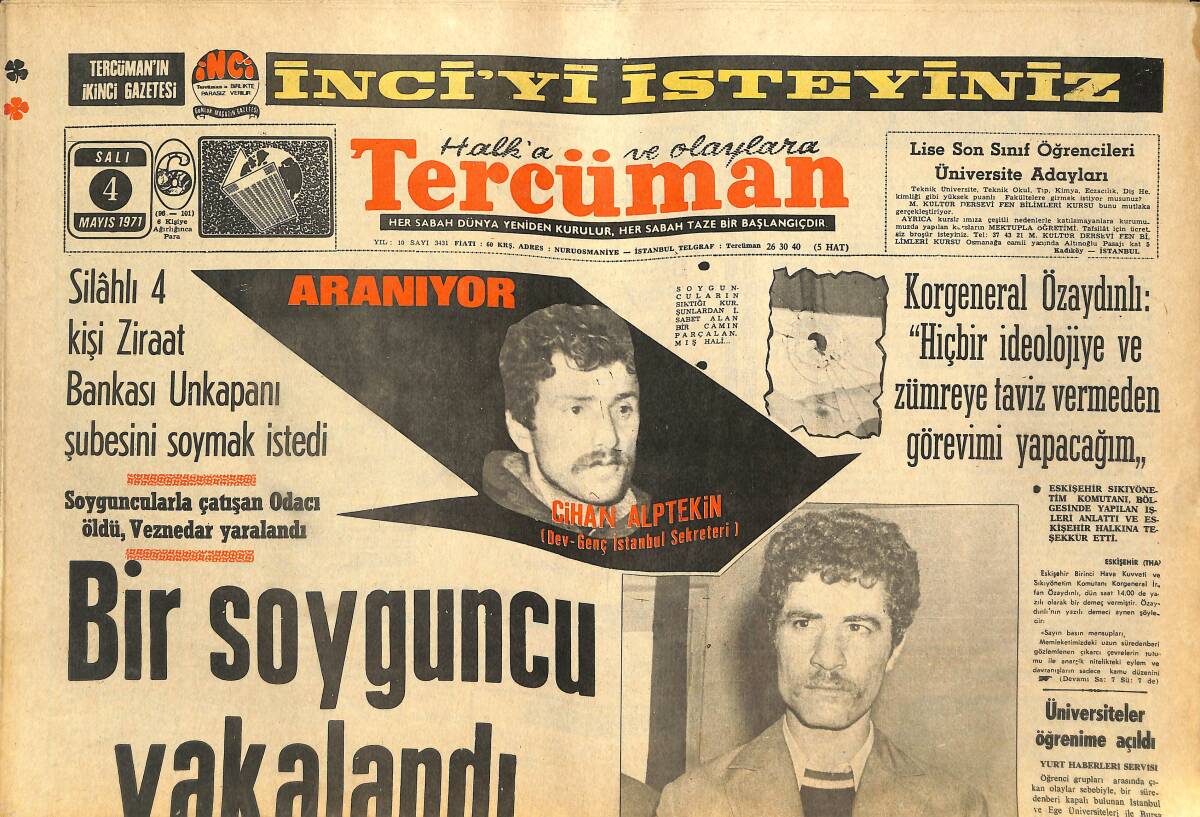 Tercüman Gazetesi 4 Mayıs 1971 - Karadeniz Çay Kampanyası Dün Açıldı - Eintracht Başkanı , Ender'i F.Bahçe'ye Karşı Seyredecek GZ141668 - 1