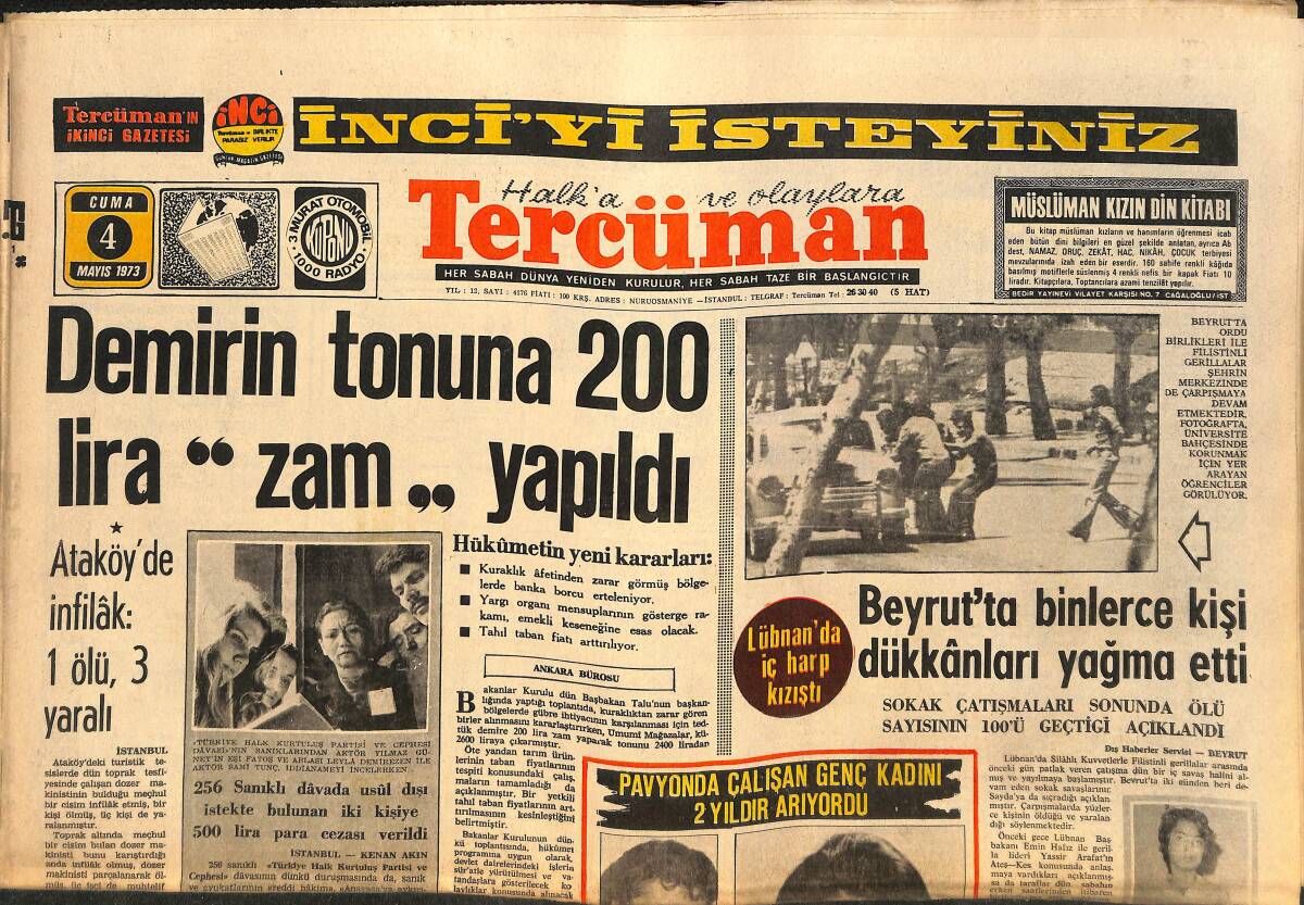 Tercüman Gazetesi 4 Mayıs 1973 - Celal Sandal'ın Ringi Bırakışı Herkesi Üzdü - Kibar Başbakan, Talu'yu Öpücük Yağmuruna Tuttu GZ145630 - 1