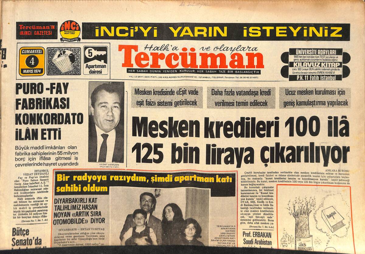 Tercüman Gazetesi 4 Mayıs 1974 - Fenerbahçe Selahattin'in Burnu İçin Lig Sonu Ameliyat Sözü Verdi - Milli Takımımız Bugün Sofya'ya Gidiyor GZ141205 - 1
