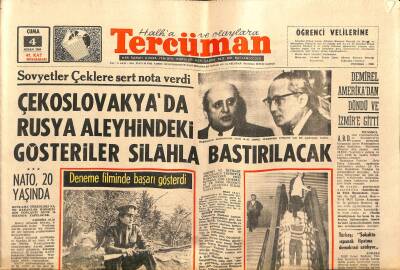 Tercüman Gazetesi 4 Nisan 1969 - Sovyetler Çeklere Sert Nokta Verdi. - Metin Oktay Harcanamaz! GZ123666 - 1