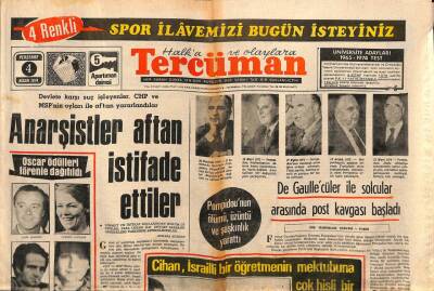Tercüman Gazetesi 4 Nisan 1974 - De Gaullecüler İle Solcular Arasında Post Kavgası Başladı GZ92000 - 1