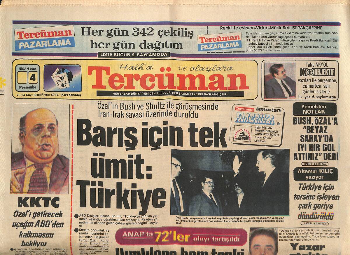 Tercüman Gazetesi 4 Nisan 1985 - Mesut Yılmaz Todorov'un Sözlerini Sert Bir Dille Kınadı - Meszöly '' Şimdi Ümitliyim ! '' GZ147173 - 1