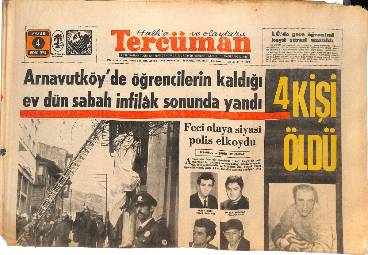 Tercüman Gazetesi 4 Ocak 1970 - 1970'de 4 Kapılı Yerli Otomobiller Yapılacak GZ144554 - 1