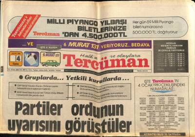 Tercüman Gazetesi 4 Ocak 1980 - Partiler Ordunun Uyarısını Görüştüler GZ80883 - 1
