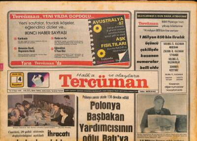 Tercüman Gazetesi 4 Ocak 1982 - Prens Faysal İsraili Tanırız Dedi, Malkoçoğlu Çizgi Romanı, Fenerbahçe1 Trabzon1 GZ126421 - 1