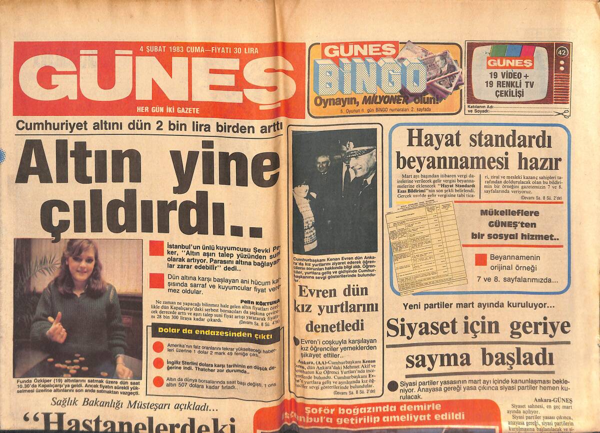 Tercüman Gazetesi 4 Şubat 1983 - Papa'ya Suikast Planlamakla Suçlanan Türk'ün Üzerinden 3 Pasaport Çıktı - Beş Liranın Hükmü Kalmadı GZ134446 - 1