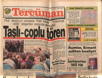 Tercüman Gazetesi 4 Şubat 1990 - Prof. Aksoyun Cenazesi Katil İktidar , Hükümet İstifa Sloganları Arasında Defnedildi GZ65196 - 1