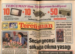 Tercüman Gazetesi 5 Ağustos 1984 - Seçim Gecesi Sokağa Çıkma Yasağı GZ70398 - 2