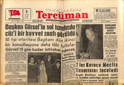 Tercüman Gazetesi 5 Aralık 1960 - Başkan Gürselin Sol Tarafında Cüzi Bir Kuvvet Zaafı Görüldü GZ67525 - 1