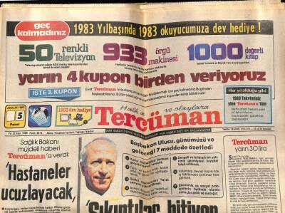 Tercüman Gazetesi 5 Aralık 1982 - Sağlık Bakanı,Hastaneler Ucuzlayacak GZ53846 - 1