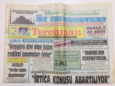 Tercüman Gazetesi 5 Aralık 1986 - Başbakan İrtica Konusu Abartılıyor GZ53551 - 1
