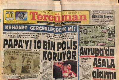 Tercüman Gazetesi 5 Ekim 1986 - Papayı 10 Bin Polis Koruyor GZ74665 - 1