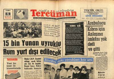 Tercüman Gazetesi 5 Haziran 1964 - 15 Bin Yunan Uyruklu Rum Yurt Dışı Edilecek GZ77521 - 1