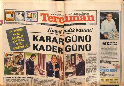 Tercüman Gazetesi 5 Haziran 1977 - Haydi Sandık Başına Karar Günü Kader Günü GZ55172 - 1