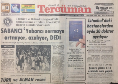Tercüman Gazetesi 5 Kasım 1981 - SabancıYabancı Sermaye Artmıyor,Azalıyor - GZ12981 - 1
