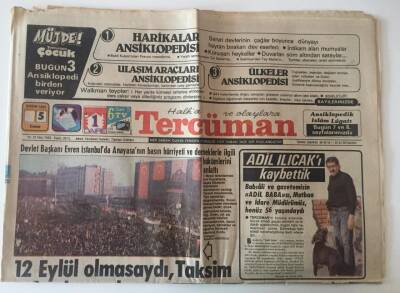 Tercüman Gazetesi 5 Kasım 1982 - Evren 12 Eylül Olmasaydı , Taksim Kızıl Meydan Olacaktı GZ10634 - 2