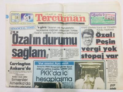 Tercüman Gazetesi 5 Kasım 1985 - Turgut Özal, Peşin Vergi Yok Stopaj Var GZ53531 - 1