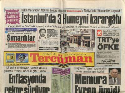 Tercüman Gazetesi 5 Kasım 1988 - İstanbulda Üç Humeyni Karargahı GZ61573 - 1