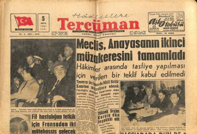 Tercüman Gazetesi 5 Mayıs 1961 - Meclis , Anayasanın İkinci Müzakeresini Tamamladı GZ67691 - 1