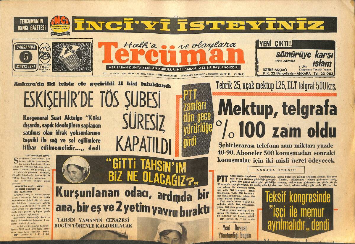 Tercüman Gazetesi 5 Mayıs 1971 - Çay Fabrikaları İslah Edilmelidir - Tekel İlk Günde 60 Ton Çay Aldı GZ141667 - 1