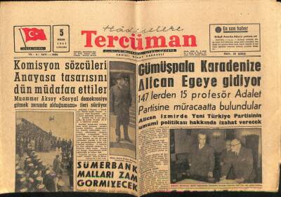 Tercüman Gazetesi 5 Nisan 1961 - Gümüşpala Karadenize Alican Egeye Gidiyor GZ67644 - 2