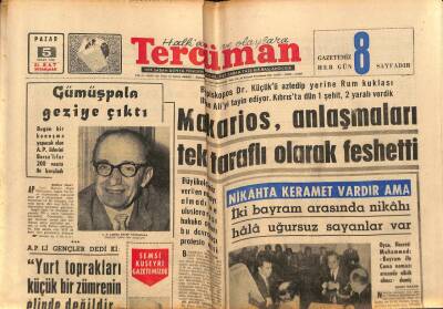 Tercüman Gazetesi 5 Nisan 1964 - Makarios , Anlaşmaları Tek Taraflı Olarak Feshetti GZ77546 - 1